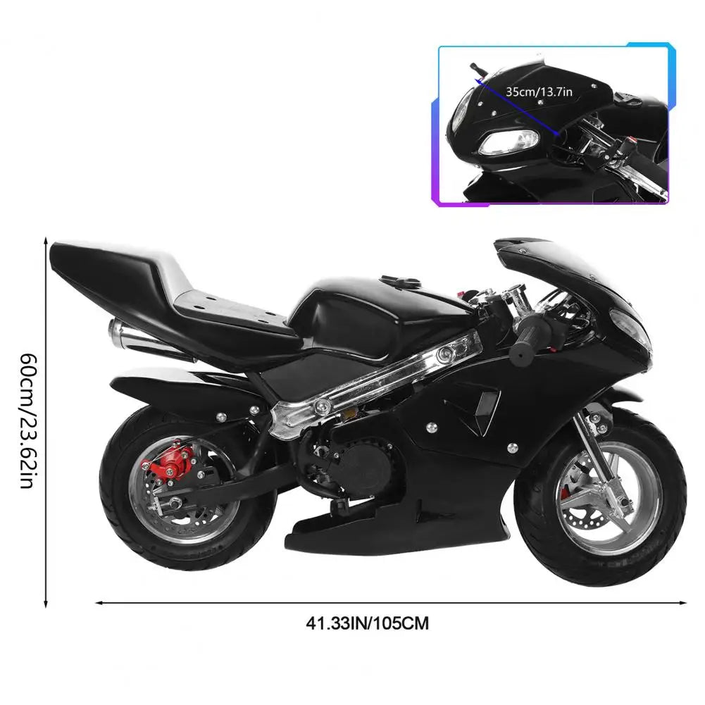 High Brightness Dual Headlights Mini Motorcycle 2-Stroke 49cc Over 12 Years Old Kids Pocket Gas Motorbike Motorcycle Toy