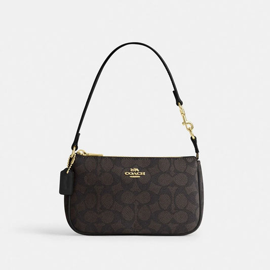 Nolita 19 In Blocked Signature Canvas Women Clutch Bag With Metal Logo Shoulder Bag  C O A C H