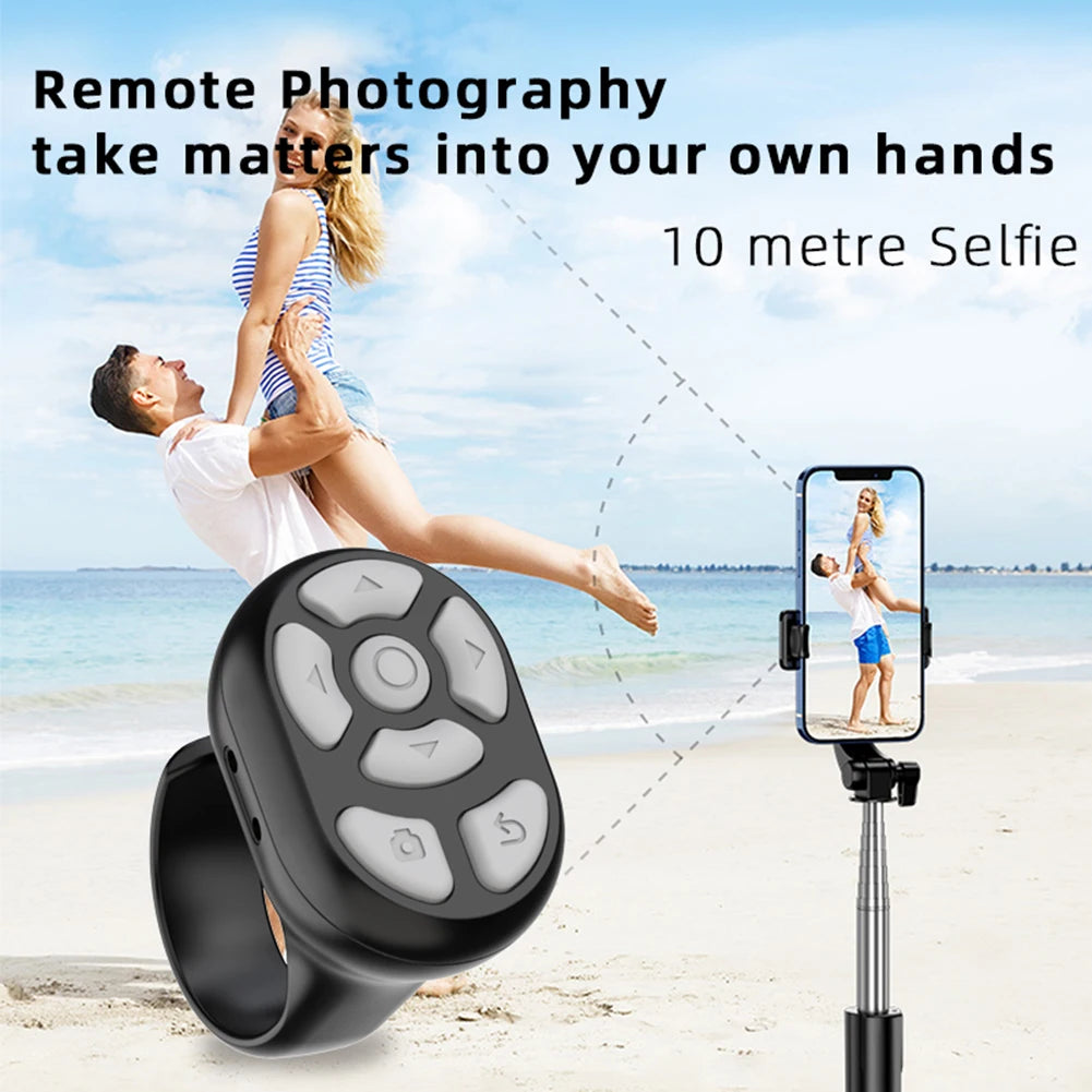 Wireless Bluetooth Ring Remote Control Fingertip Selfie Video Controller For Tik Tok Page Turner Browsing For for iOS Android