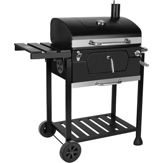 Grill 24-Inch Charcoal with Foldable Side Table, 490 Square Inches Heavy-duty BBQ Grill,  O Garden and Backyard Grilling, Black FREE SHIPPING