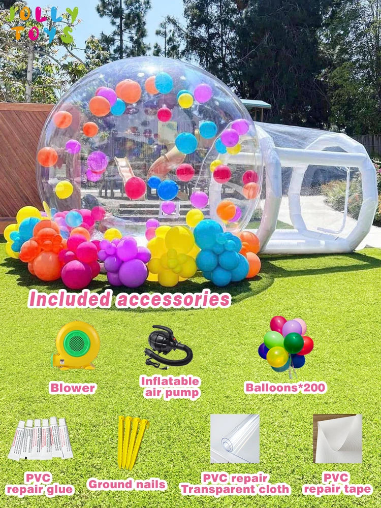 JOLLY TOYS Inflable Balloon inflatable bubble house with trampoline and transparent dome PVC material  with blower FREE SHIPPING