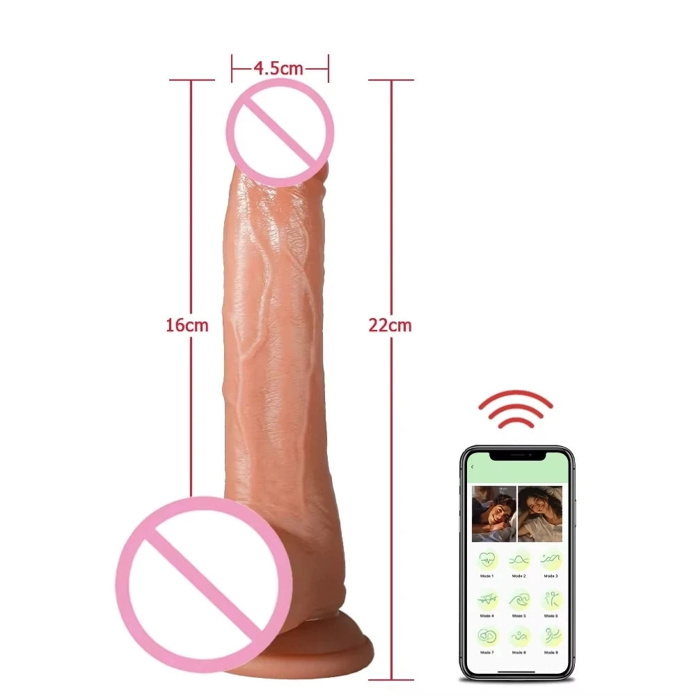 Realistic Dildo Vibrator Telescopic Female APP Remotely Controlled Heating Big Penis Massager Masturbator Adult Sex Toys Women, Pene Vibrador Guevo de plastico FREE Shipping