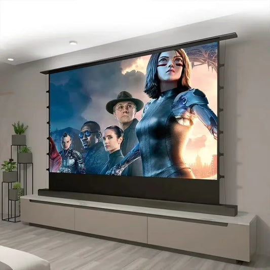 150 Inch Max Electric ALR CLR Rollable Floor Rising Long Throw Projector Screen Grey Crystal Ambient Light Rejecting HD 3D 8K FREE Shipping