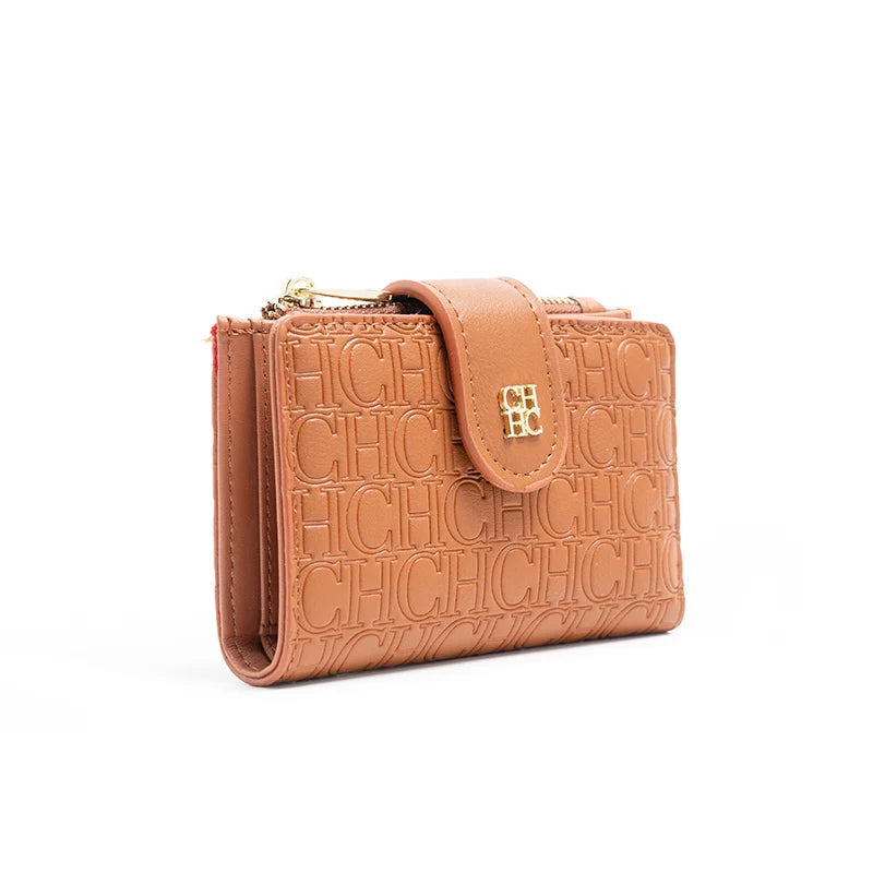 CH Pure Colour Letter Printed Style Women's Card Wallet Premium Simple Design Women's Wallet Fashion Women's Short Wallet