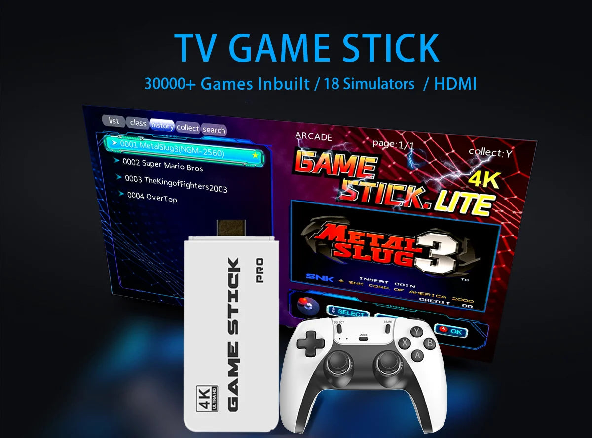 M8 4K Pro Game Stick Mini TV Handheld Game Console Wireless Gamepads Video Game 20000+ Retro HD Output Two-player for PS1 Atari nintendo FREE Shipping