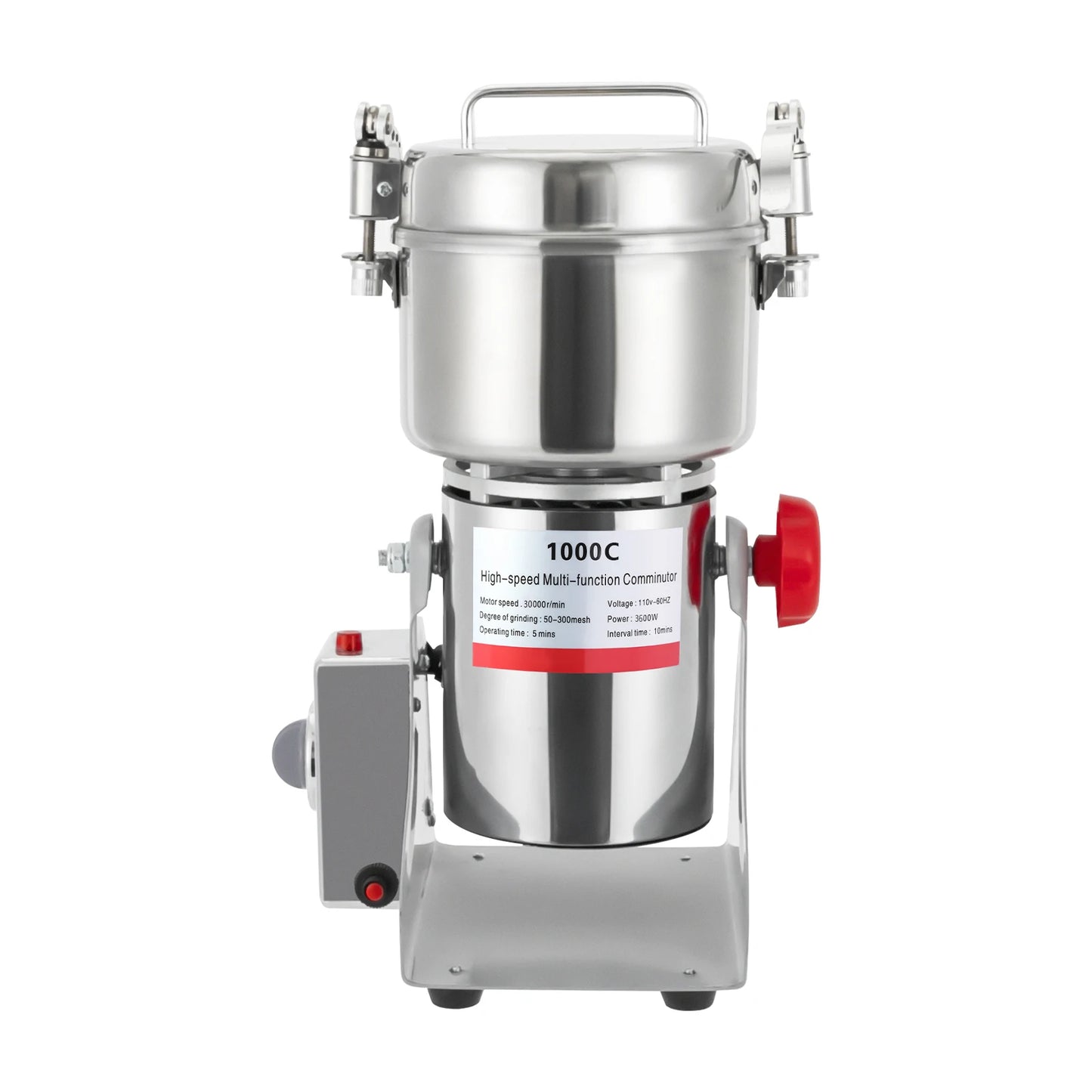 1000g/2.2 lbs Electric Food Grinding Machine Grain Mill 1-5 Minutes Timing for Homes Kitchen Corn Wheat Coffee Mill